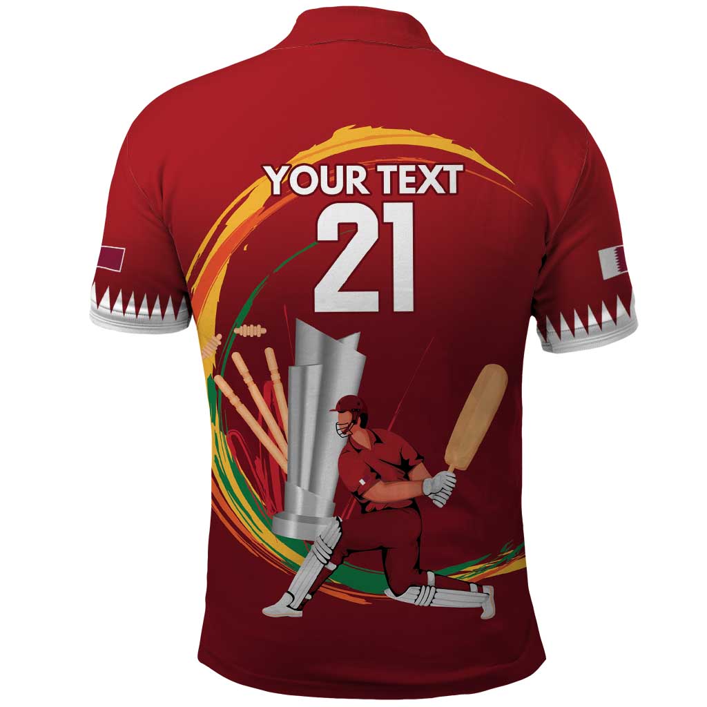 Custom Cricket Qatar East Asia-Pacific Polo Shirt Qatar Boundary to Victory LT9