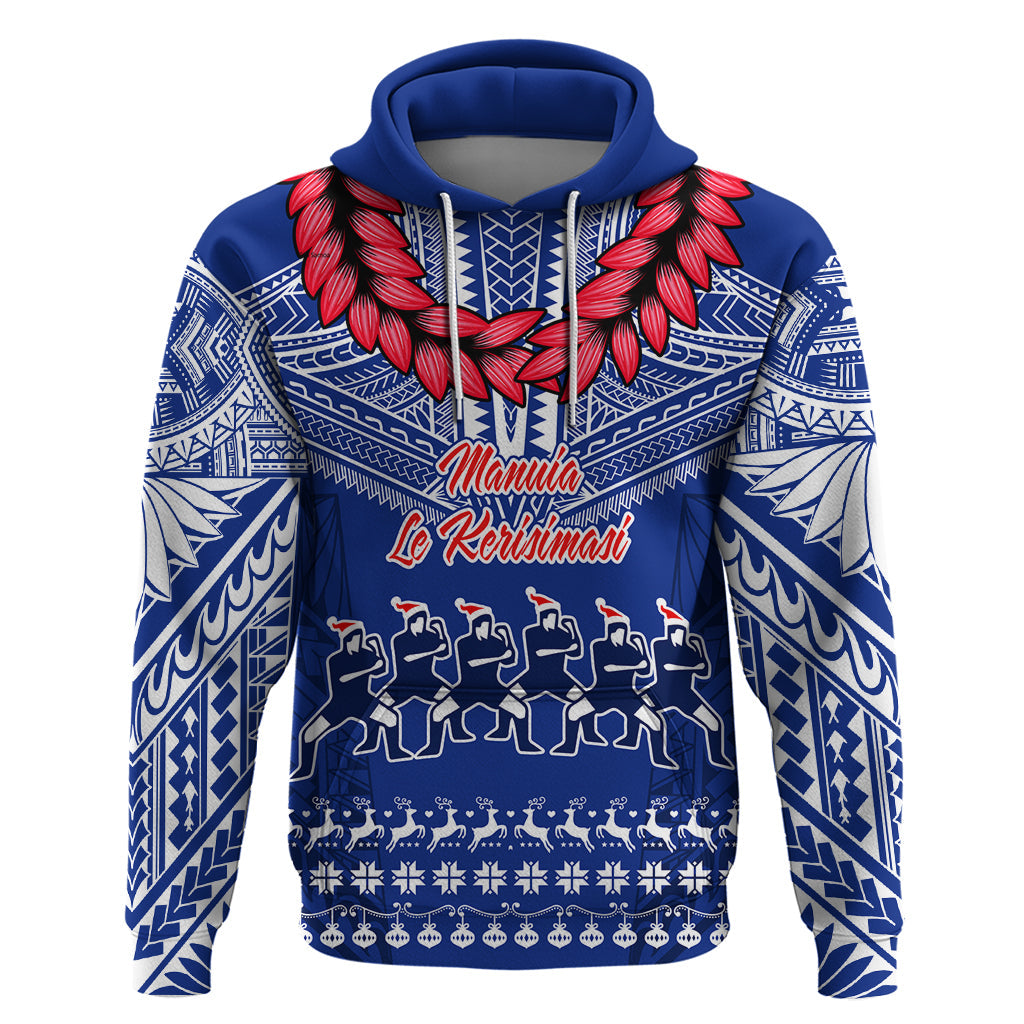 Toa Samoa Christmas Hoodie Samoa Siva Tau Manuia Le Kerisimasi Blue Vibe LT9