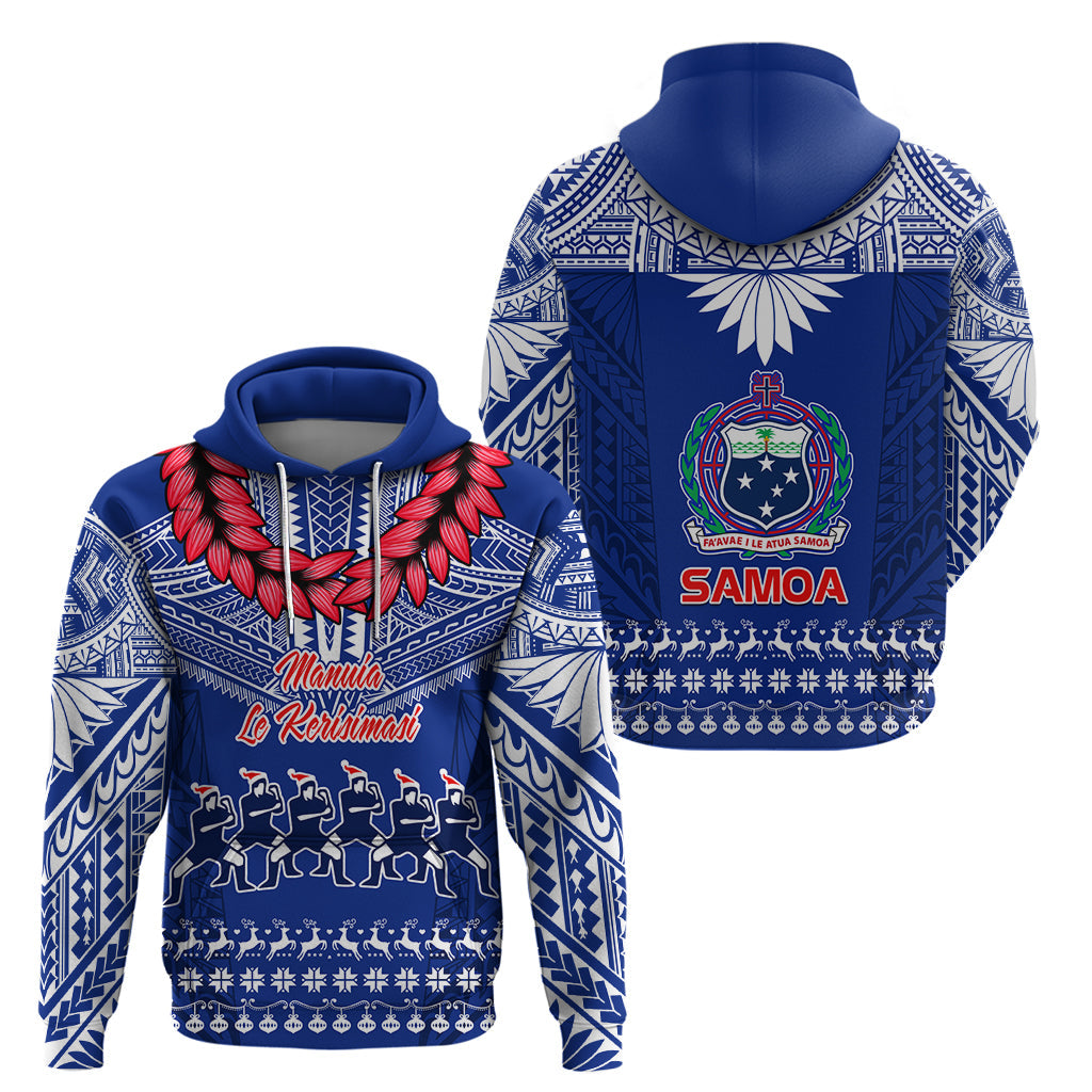 Toa Samoa Christmas Hoodie Samoa Siva Tau Manuia Le Kerisimasi Blue Vibe LT9