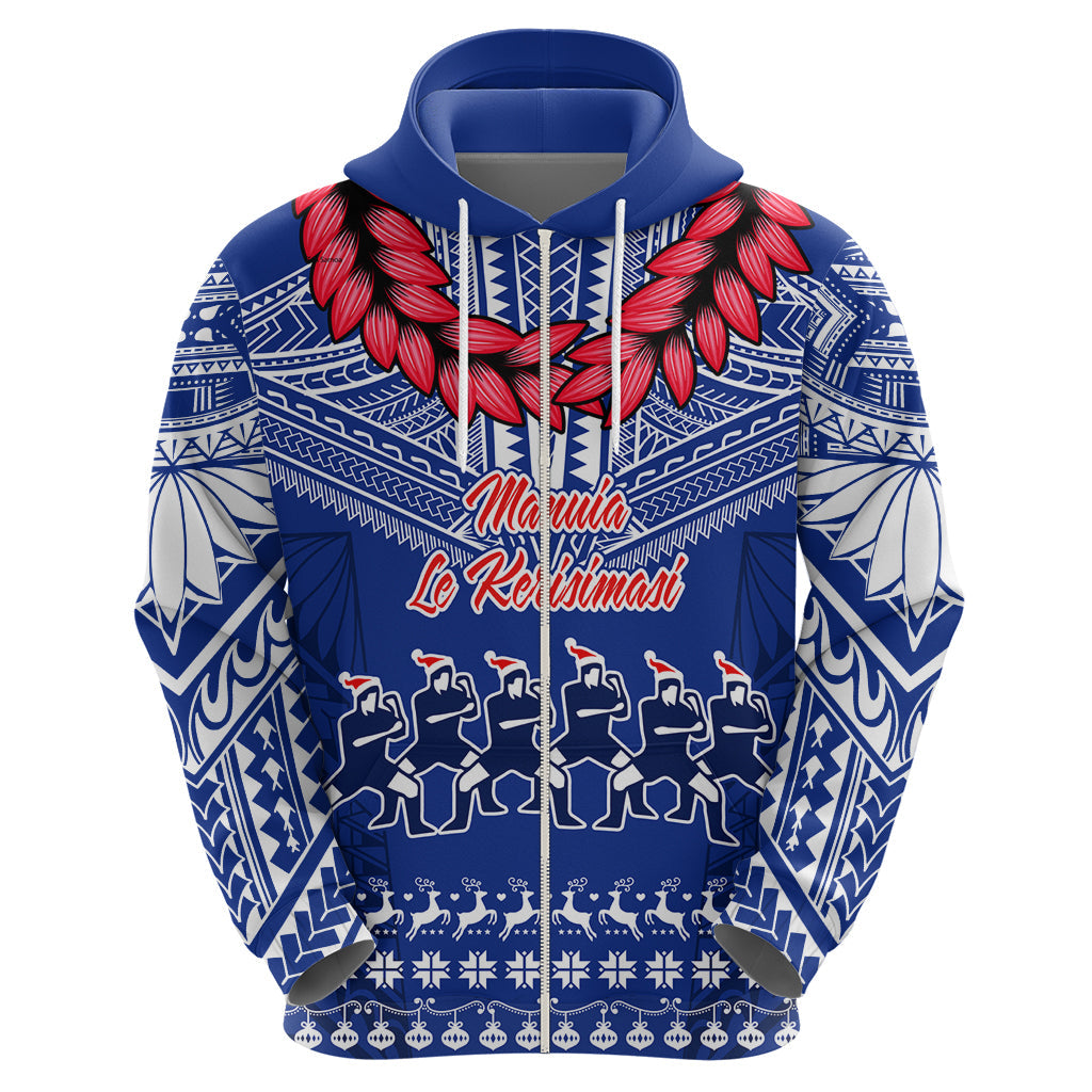 Toa Samoa Christmas Hoodie Samoa Siva Tau Manuia Le Kerisimasi Blue Vibe LT9