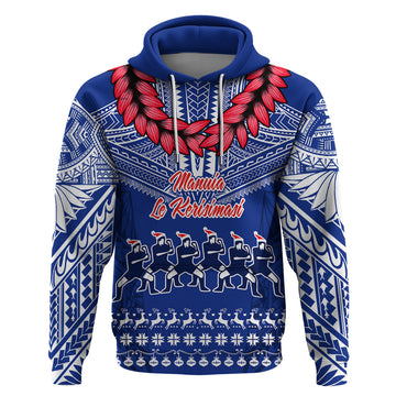 Personalised Toa Samoa Christmas Hoodie Samoa Siva Tau Manuia Le Kerisimasi Blue Vibe LT9