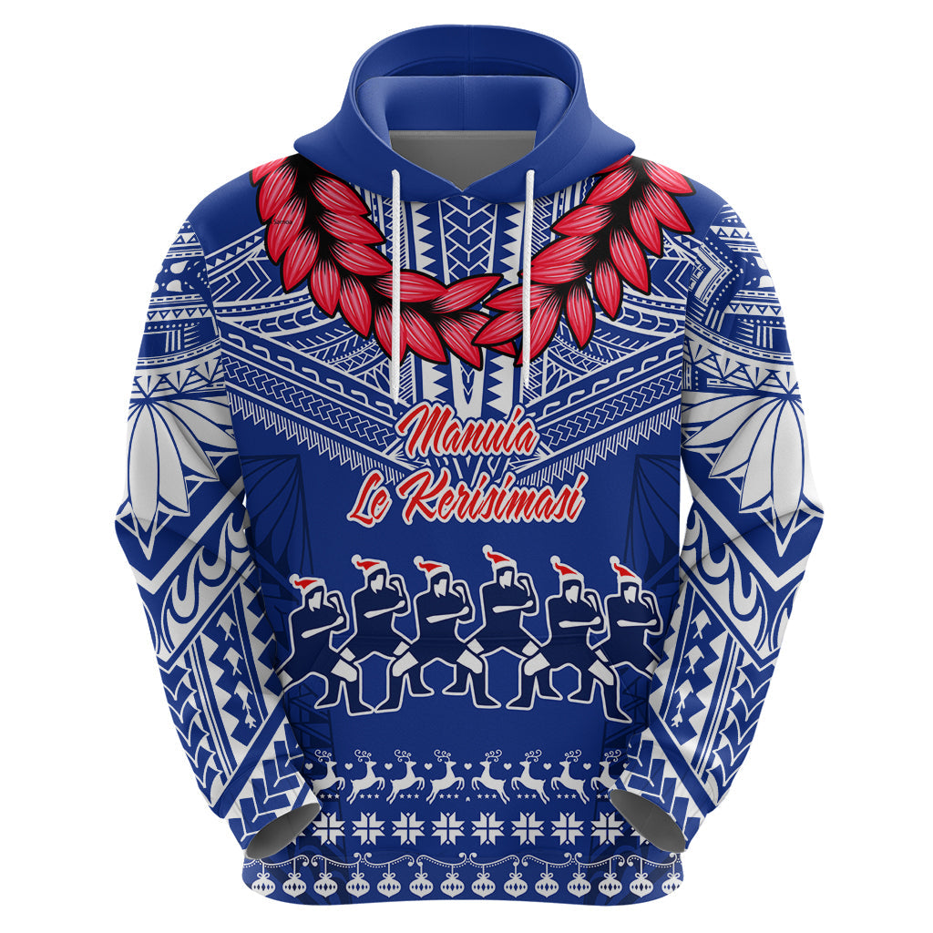 Personalised Toa Samoa Christmas Hoodie Samoa Siva Tau Manuia Le Kerisimasi Blue Vibe LT9