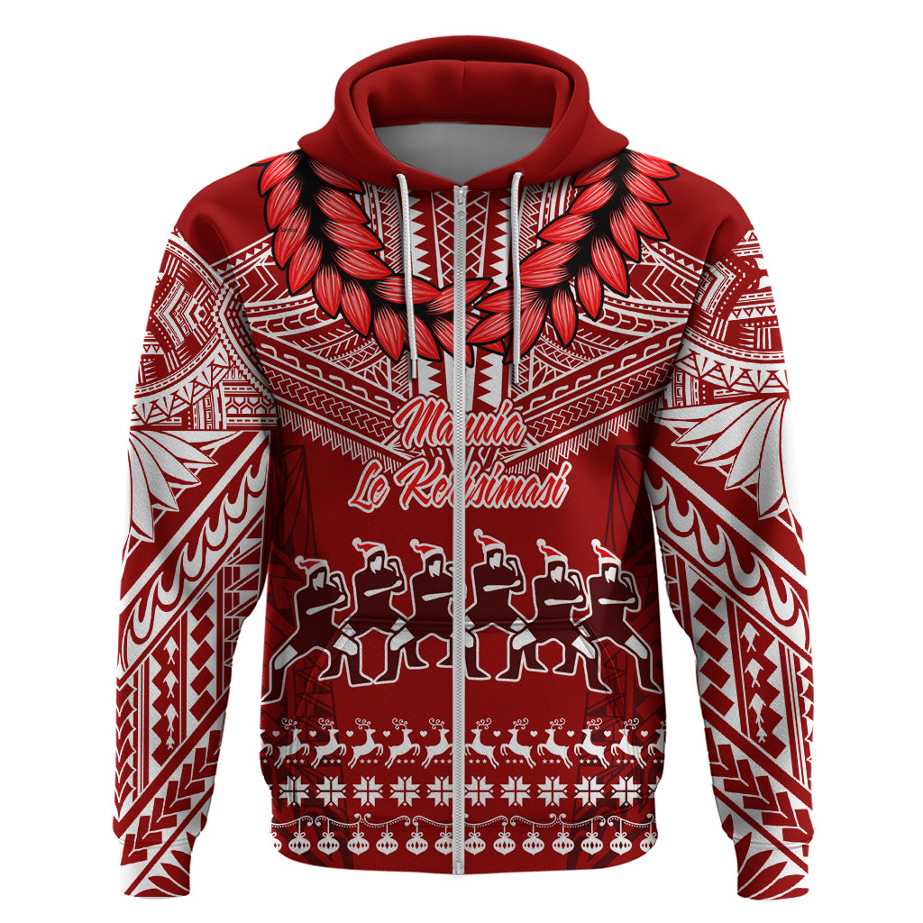 Toa Samoa Christmas Hoodie Samoa Siva Tau Manuia Le Kerisimasi Red Vibe LT9