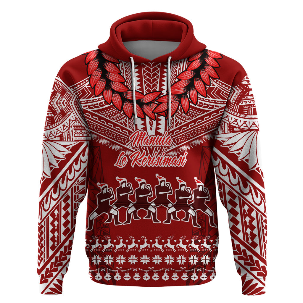 Personalised Toa Samoa Christmas Hoodie Samoa Siva Tau Manuia Le Kerisimasi Red Vibe LT9