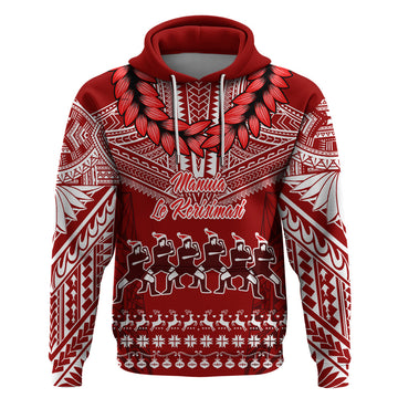 Personalised Toa Samoa Christmas Hoodie Samoa Siva Tau Manuia Le Kerisimasi Red Vibe LT9