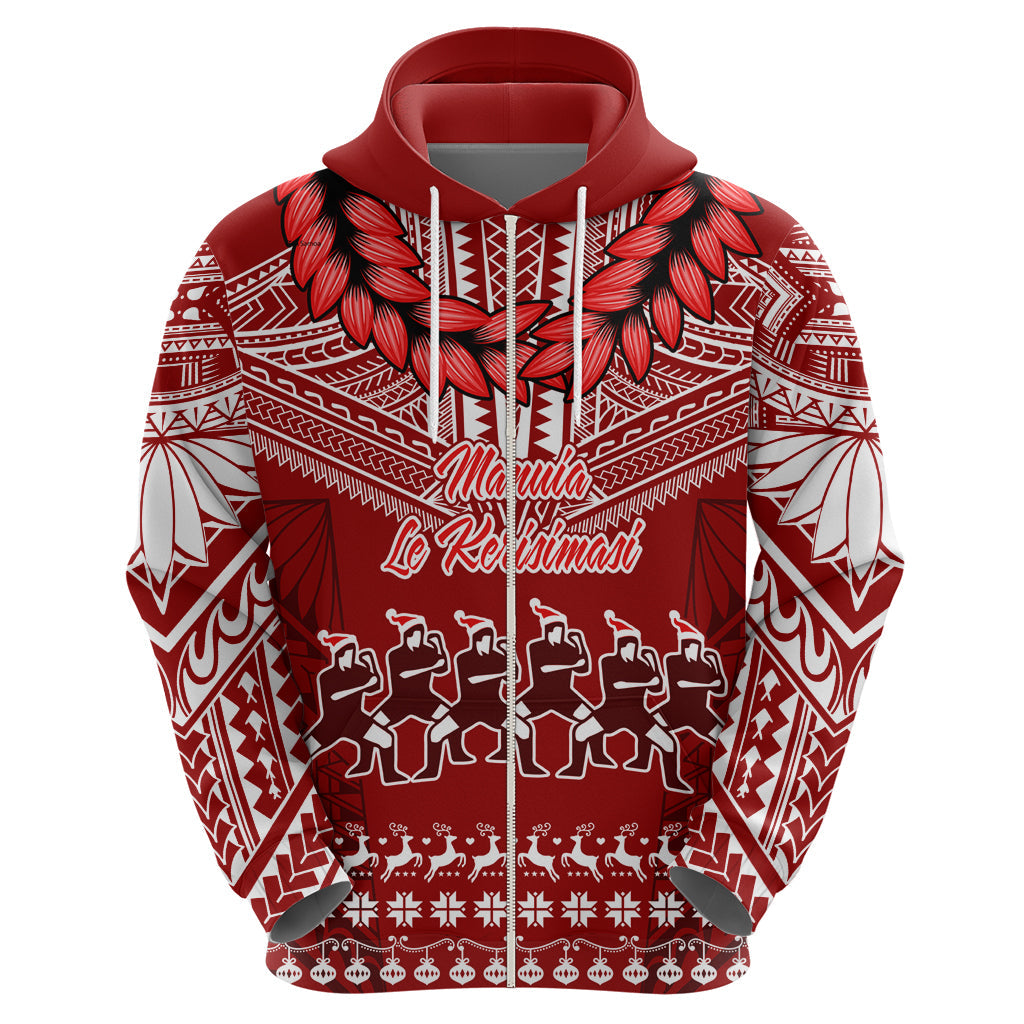 Personalised Toa Samoa Christmas Hoodie Samoa Siva Tau Manuia Le Kerisimasi Red Vibe LT9