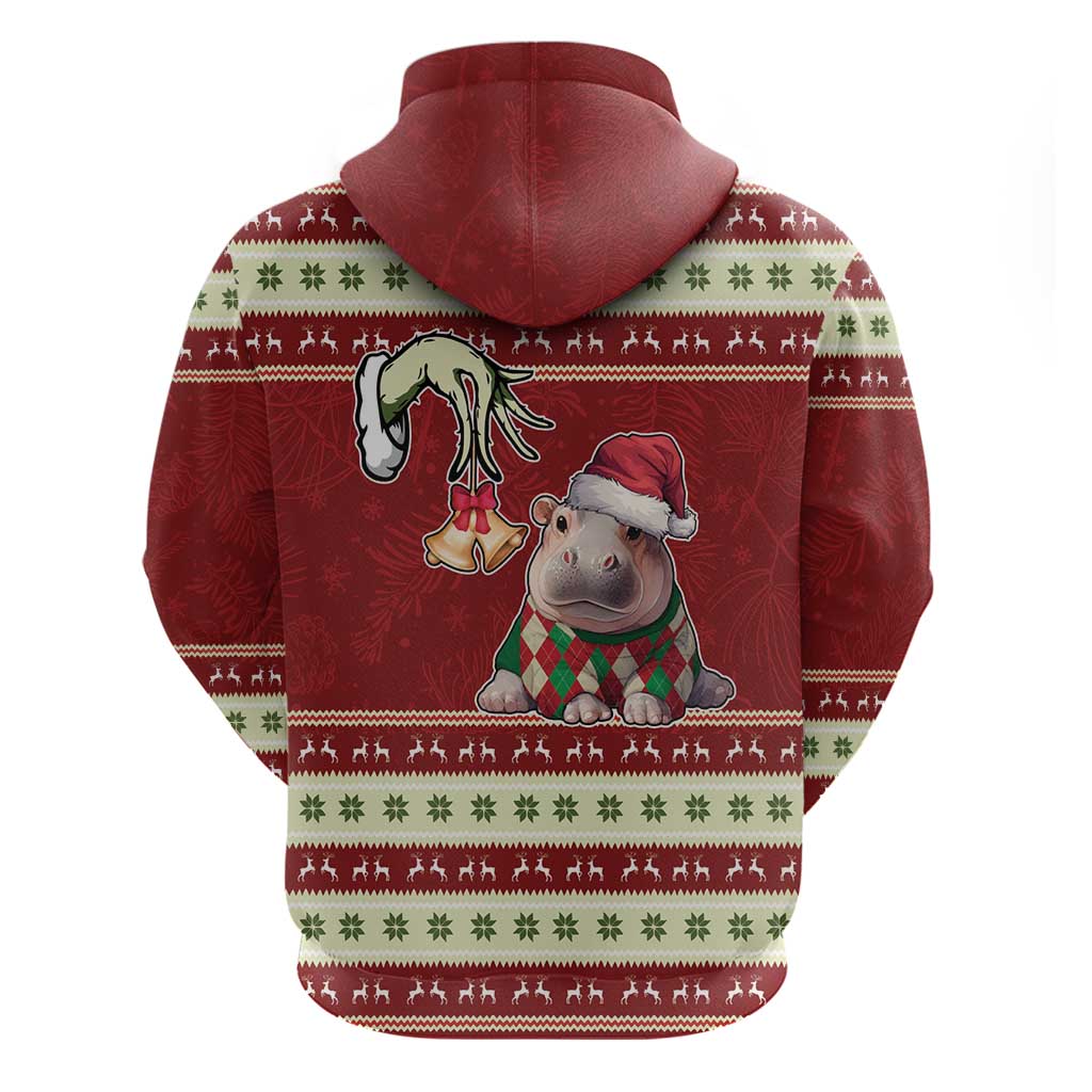 Moo Deng Moo-Ry Christmas Hoodie Santa Baby Pygmy Hippo LT9
