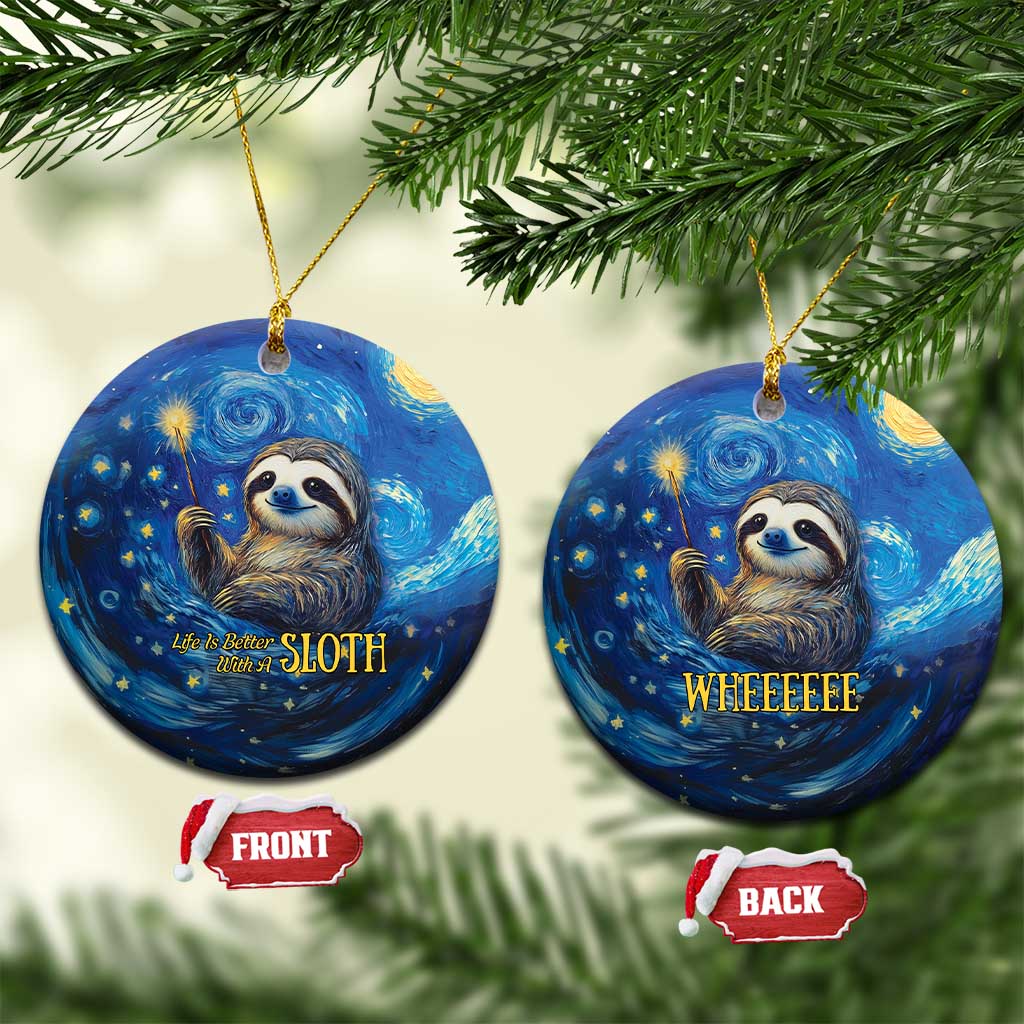 Sloth Life Is The Best Life Ceramic Ornament with Starry Night Sky LT9