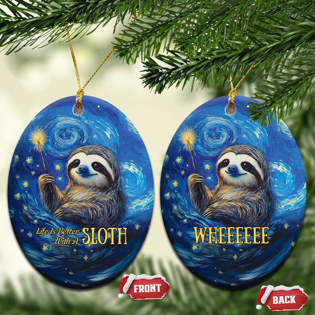 Sloth Life Is The Best Life Ceramic Ornament with Starry Night Sky LT9