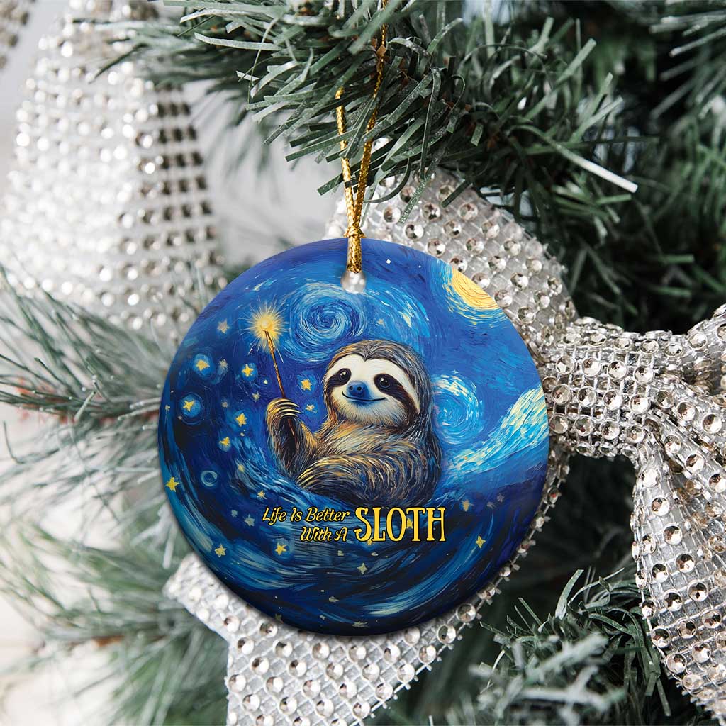 Sloth Life Is The Best Life Ceramic Ornament with Starry Night Sky LT9
