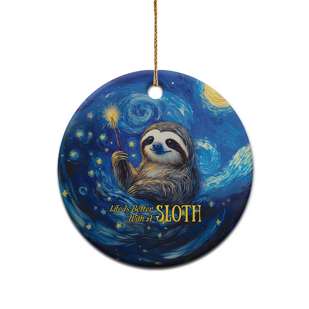 Sloth Life Is The Best Life Ceramic Ornament with Starry Night Sky LT9