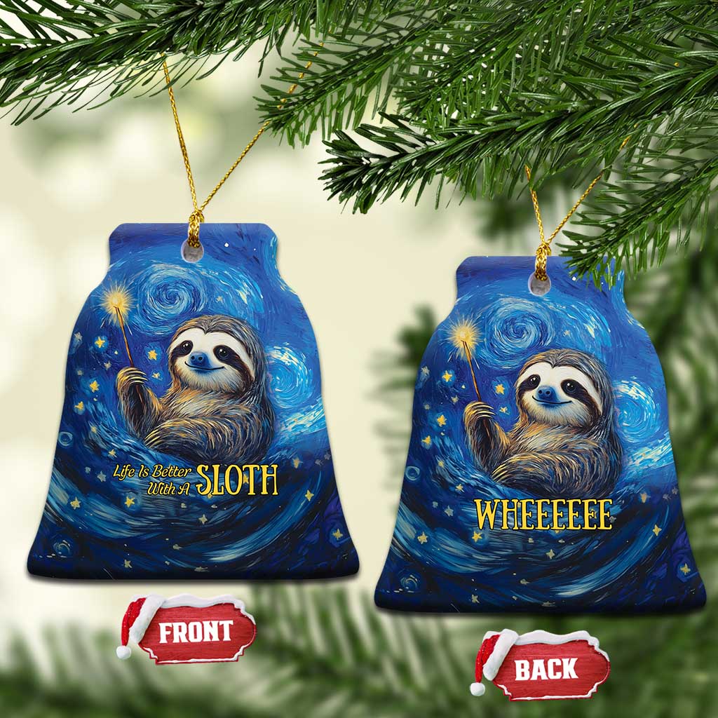 Sloth Life Is The Best Life Ceramic Ornament with Starry Night Sky LT9
