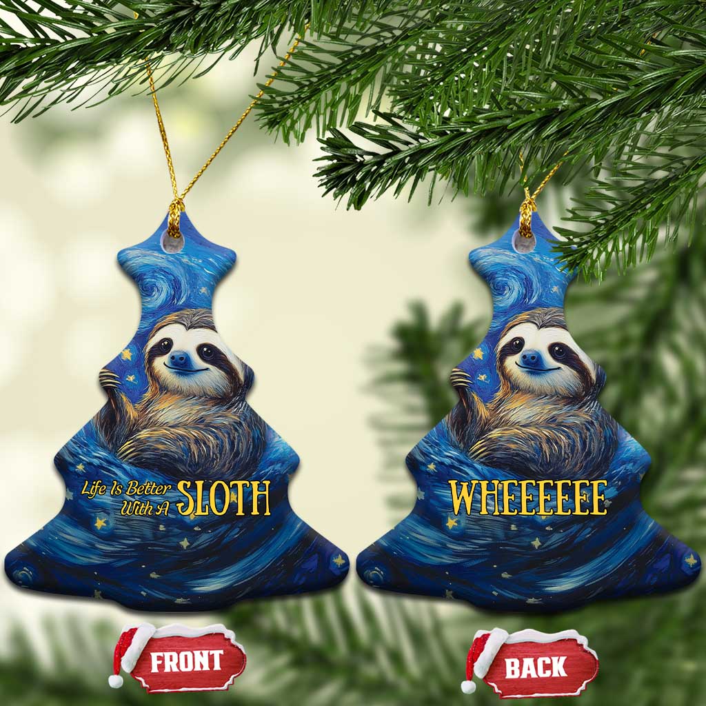 Sloth Life Is The Best Life Ceramic Ornament with Starry Night Sky LT9