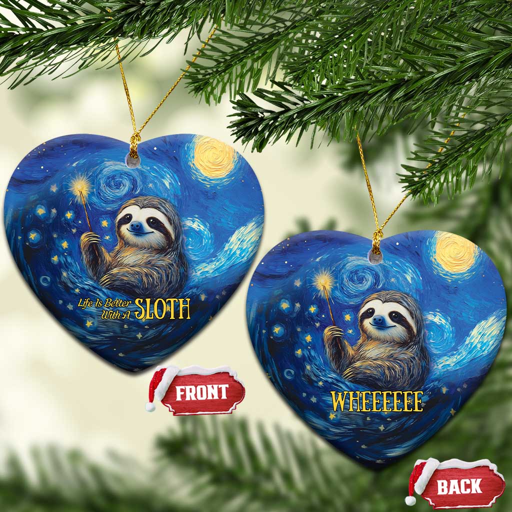 Sloth Life Is The Best Life Ceramic Ornament with Starry Night Sky LT9