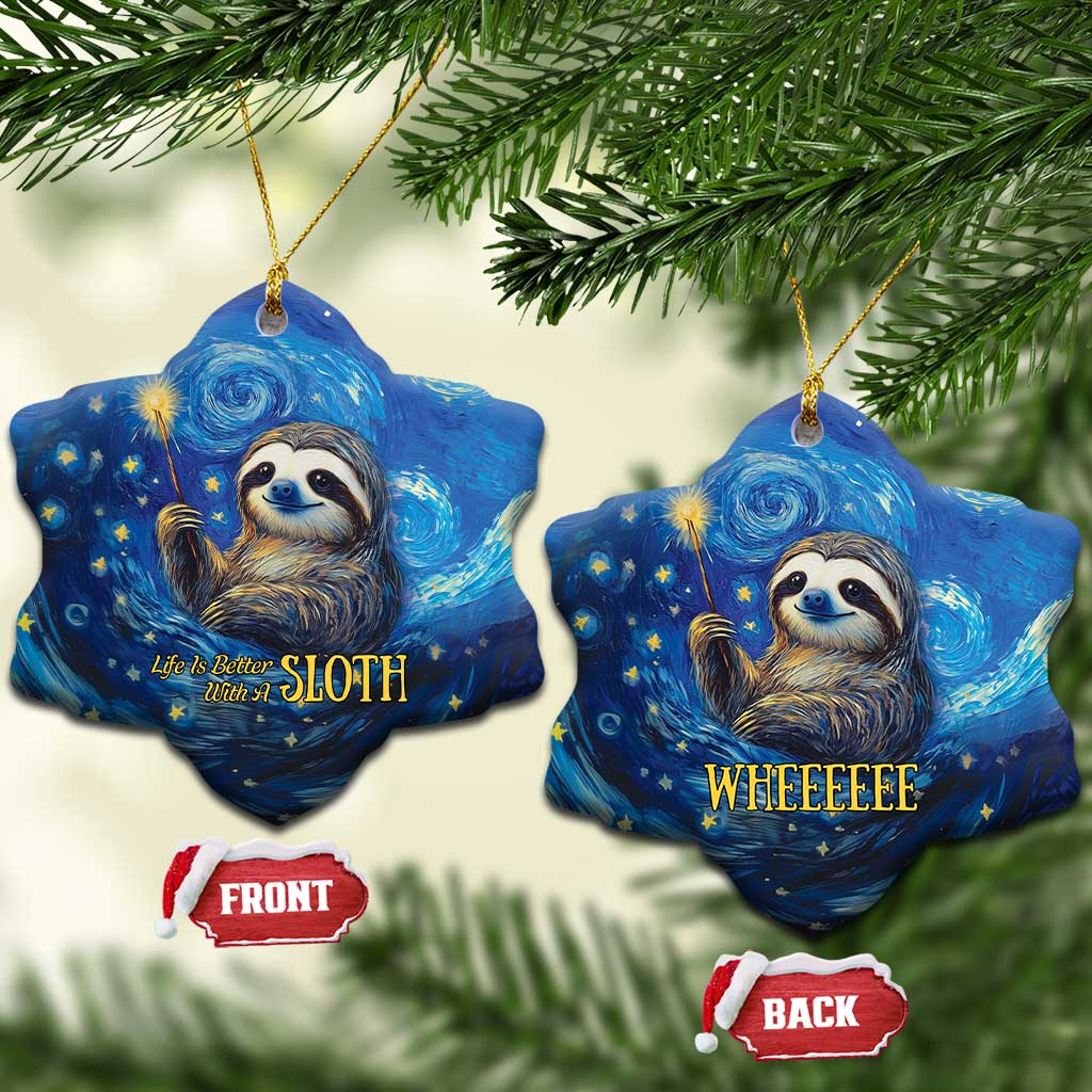 Sloth Life Is The Best Life Ceramic Ornament with Starry Night Sky LT9