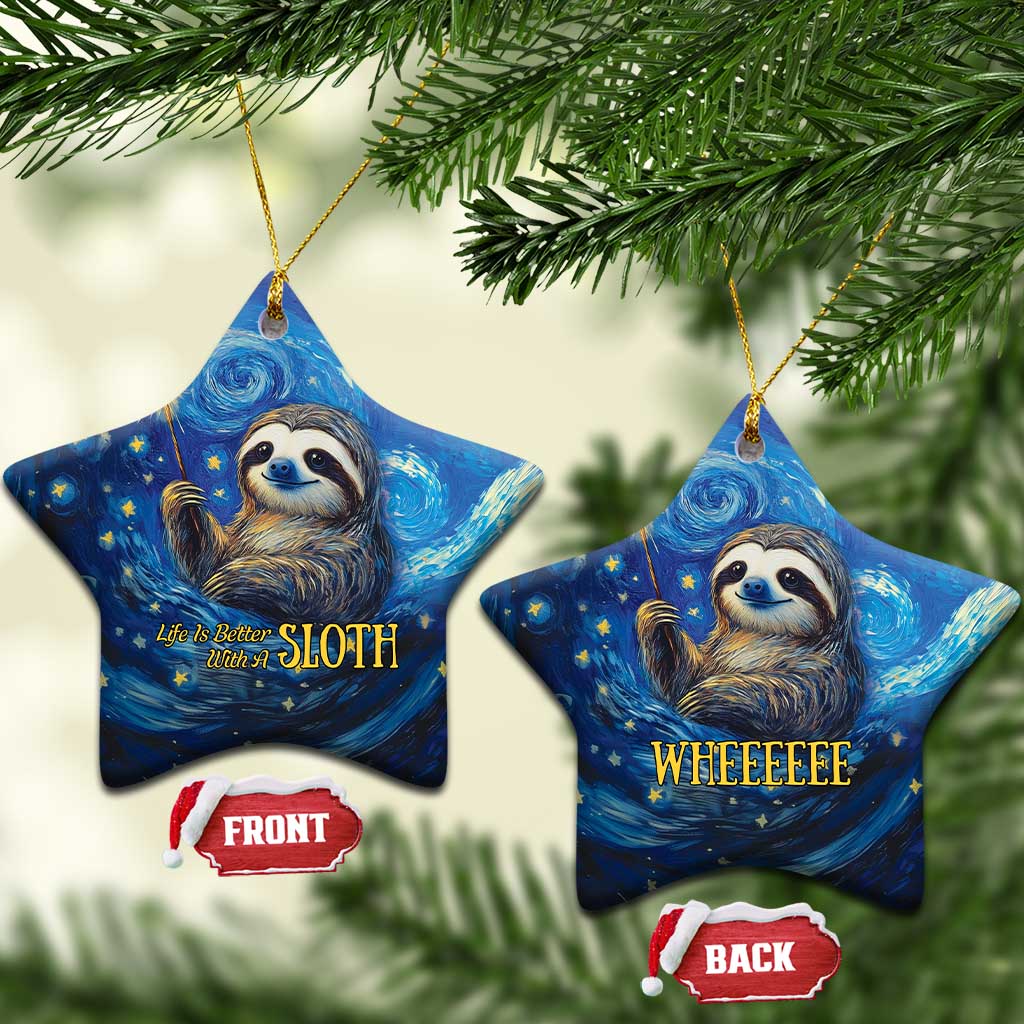 Sloth Life Is The Best Life Ceramic Ornament with Starry Night Sky LT9