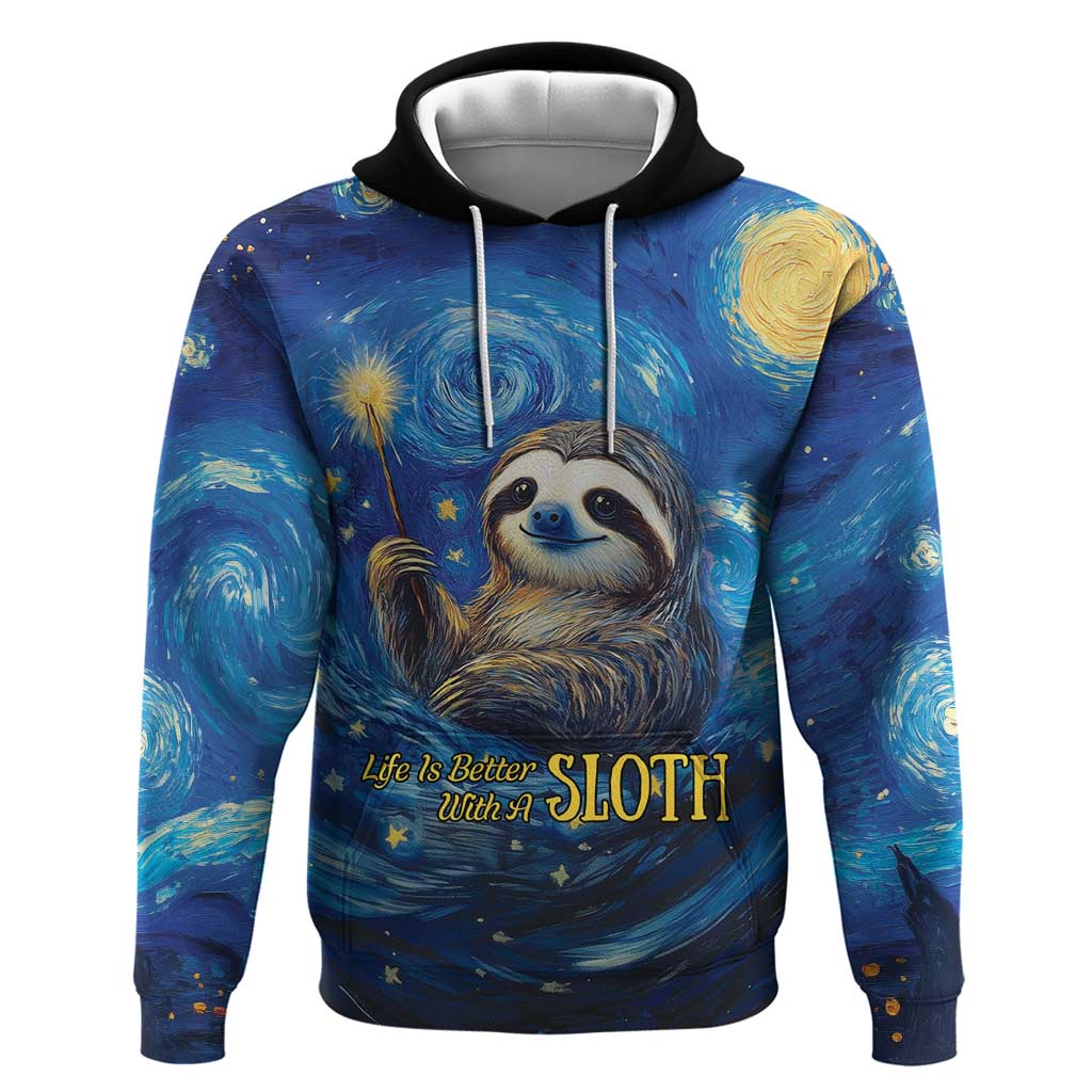 Sloth Life Is The Best Life Hoodie with Starry Night Sky LT9