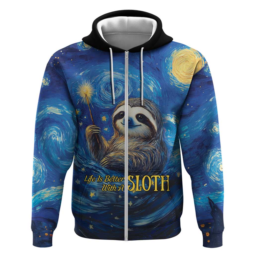 Sloth Life Is The Best Life Hoodie with Starry Night Sky LT9