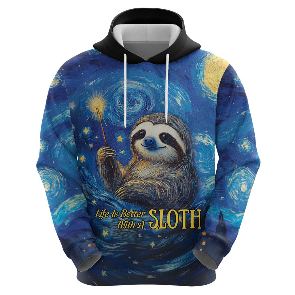 Sloth Life Is The Best Life Hoodie with Starry Night Sky LT9