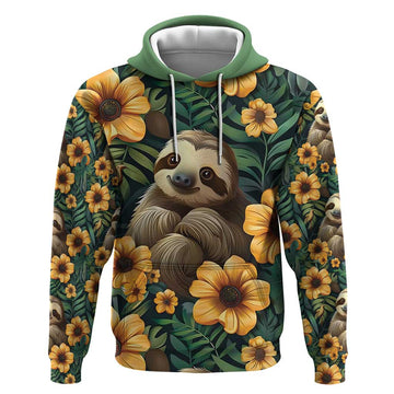 Sloth with Flowers Seamless Style Hoodie LT9