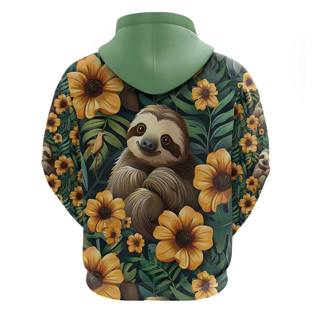 Sloth with Flowers Seamless Style Hoodie LT9