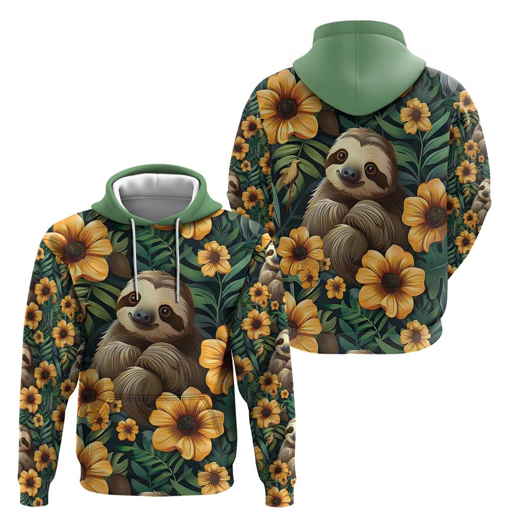 Sloth with Flowers Seamless Style Hoodie LT9