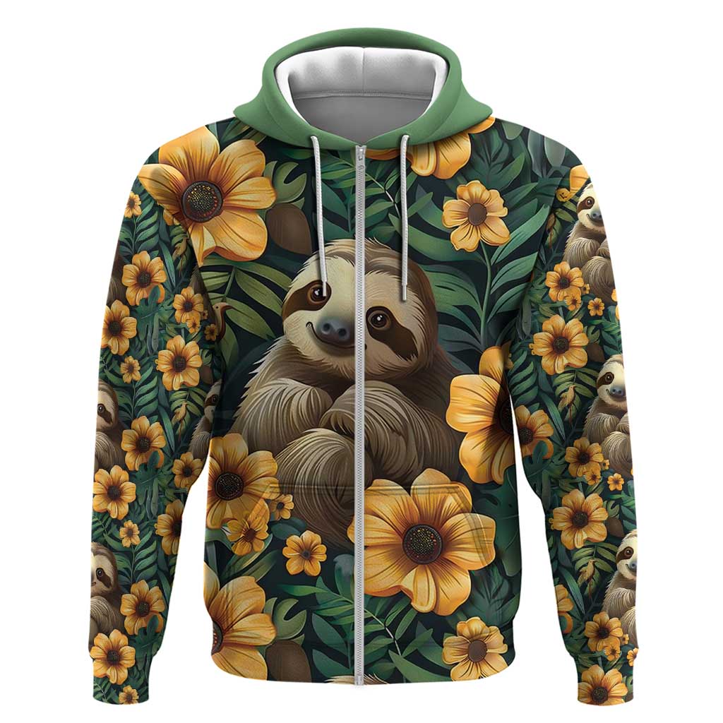 Sloth with Flowers Seamless Style Hoodie LT9
