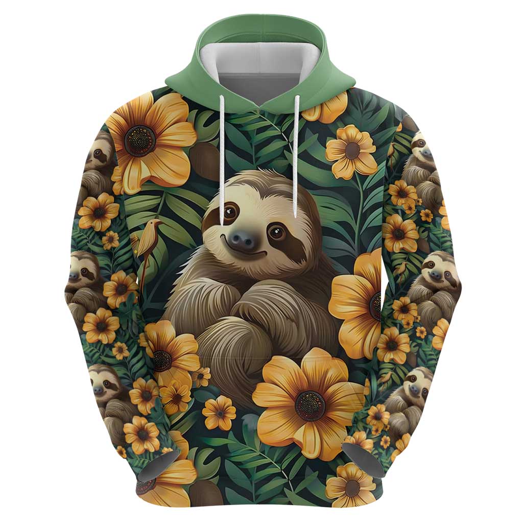 Sloth with Flowers Seamless Style Hoodie LT9