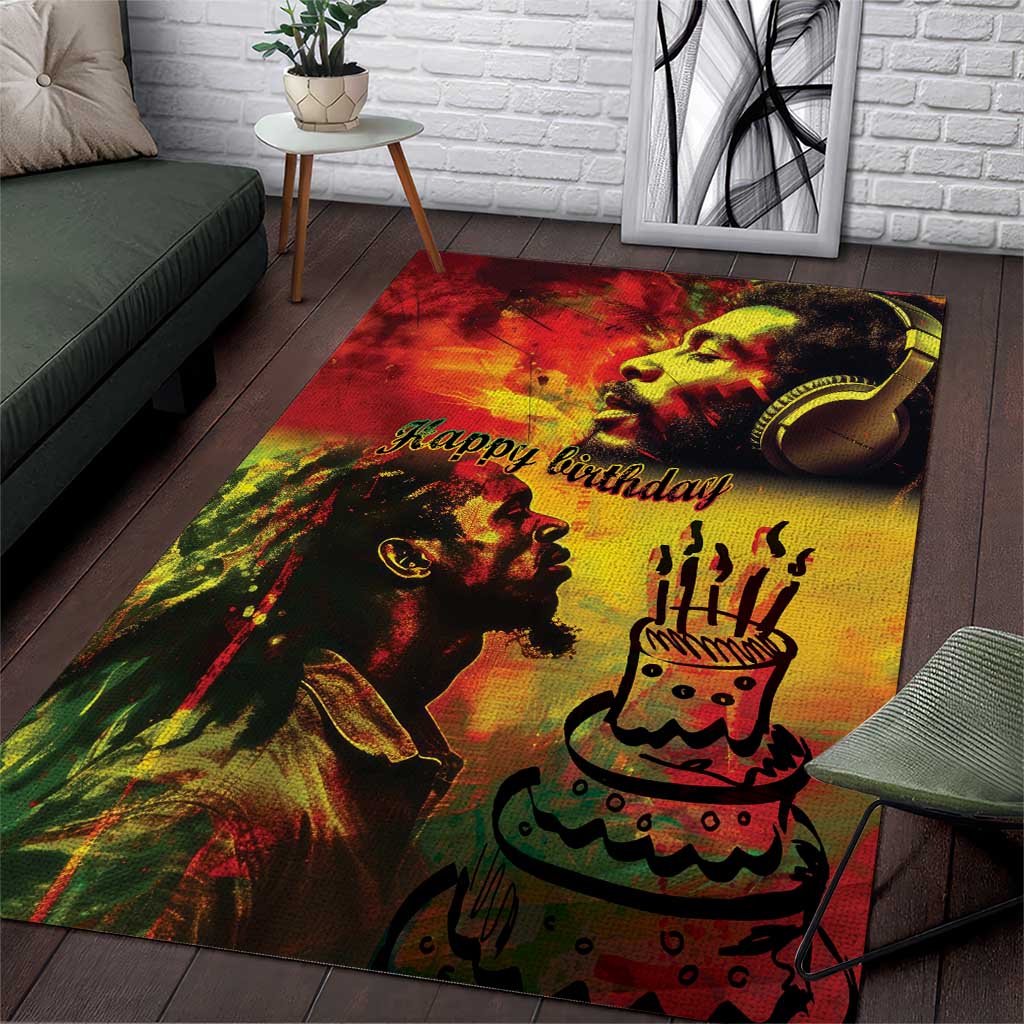 Happy Birthday King of Reggae Area Rug LT9