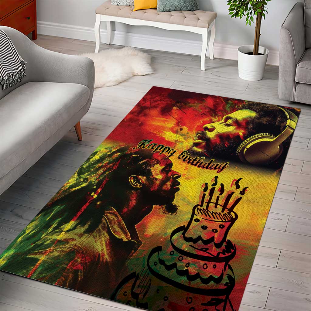 Happy Birthday King of Reggae Area Rug LT9