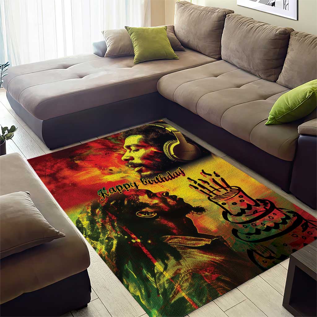 Happy Birthday King of Reggae Area Rug LT9