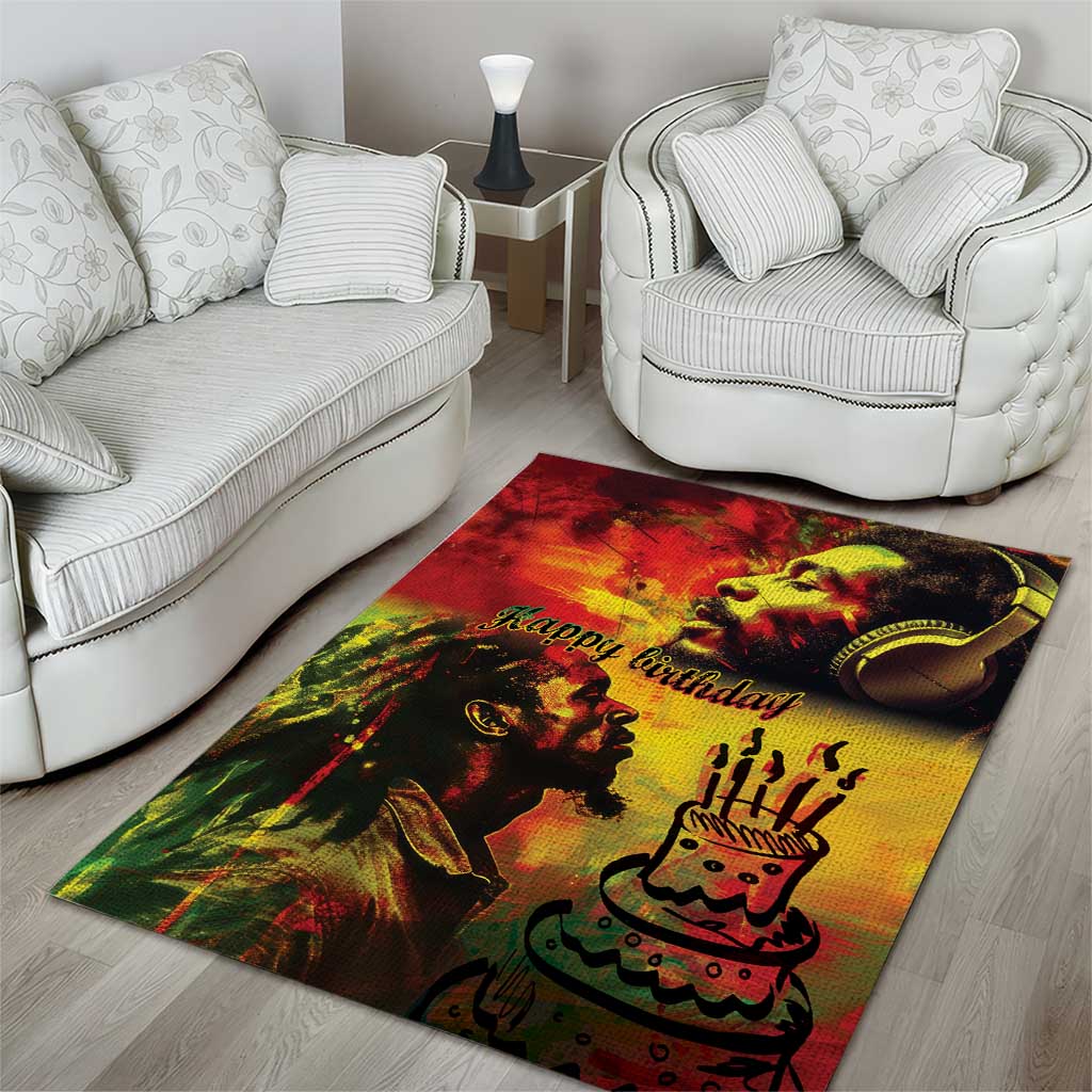 Happy Birthday King of Reggae Area Rug LT9