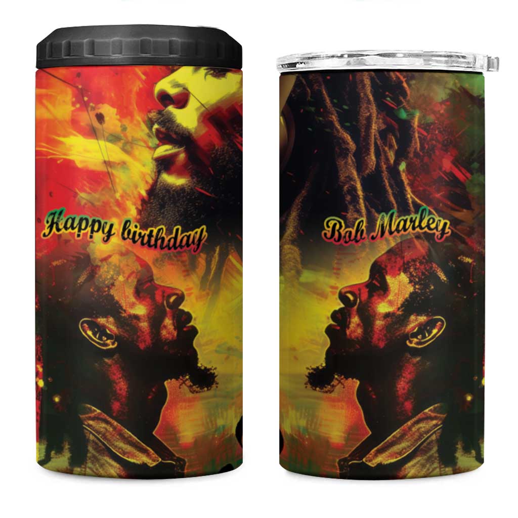 Happy Birthday King of Reggae 4 in 1 Can Cooler Tumbler LT9