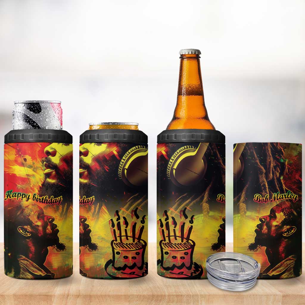 Happy Birthday King of Reggae 4 in 1 Can Cooler Tumbler LT9