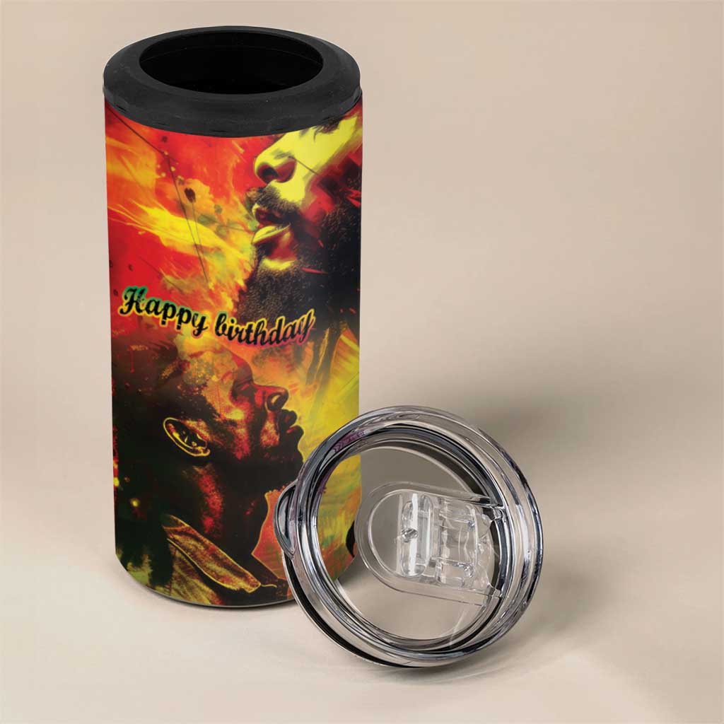 Happy Birthday King of Reggae 4 in 1 Can Cooler Tumbler LT9
