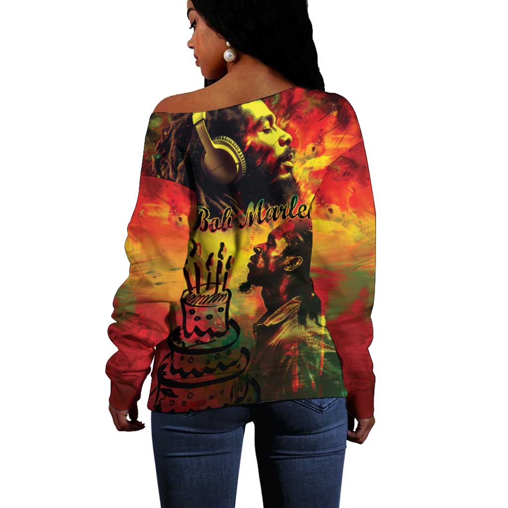 Happy Birthday King of Reggae Off Shoulder Sweater LT9