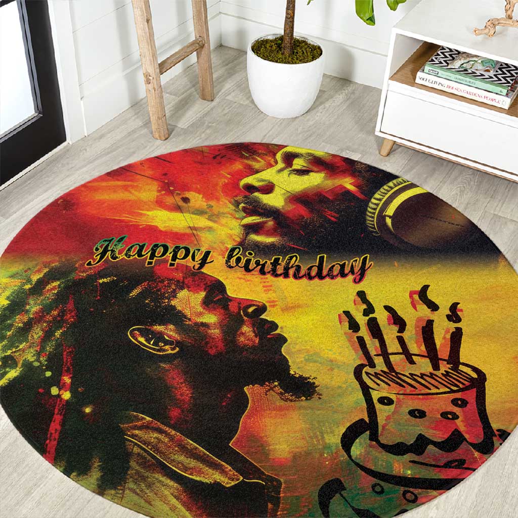 Happy Birthday King of Reggae Round Carpet LT9