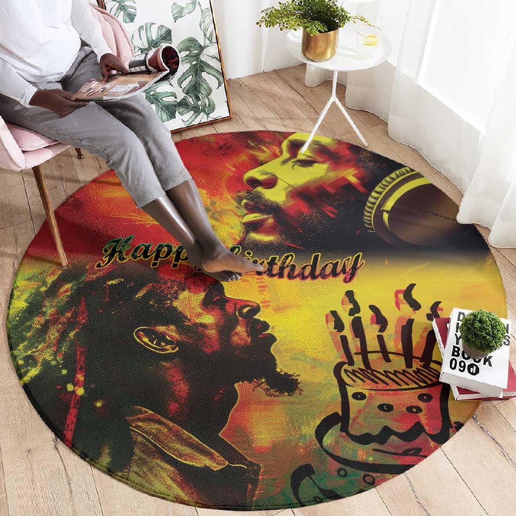 Happy Birthday King of Reggae Round Carpet LT9