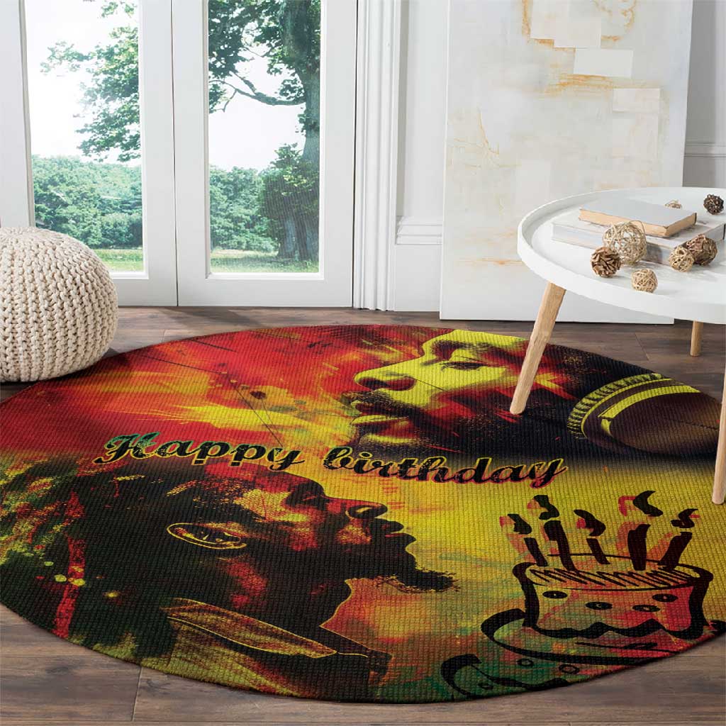 Happy Birthday King of Reggae Round Carpet LT9
