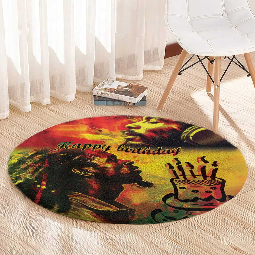 Happy Birthday King of Reggae Round Carpet LT9