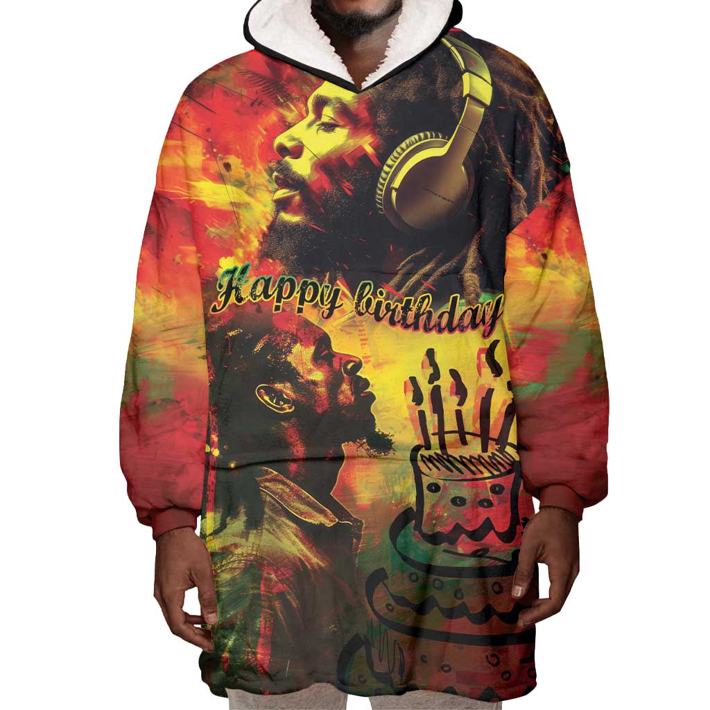 Happy Birthday King of Reggae Wearable Blanket Hoodie LT9
