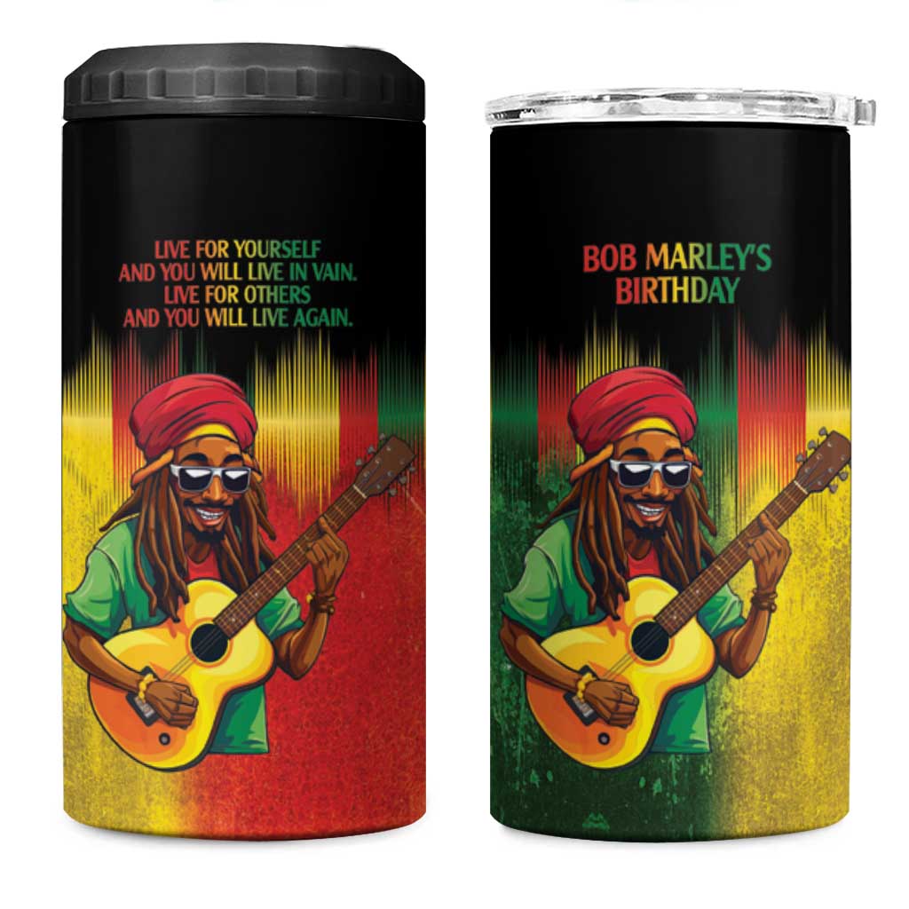 Honoring Reggae Legend Bob Birthday 4 in 1 Can Cooler Tumbler LT9