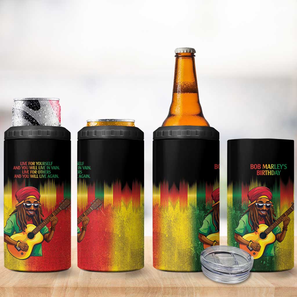 Honoring Reggae Legend Bob Birthday 4 in 1 Can Cooler Tumbler LT9