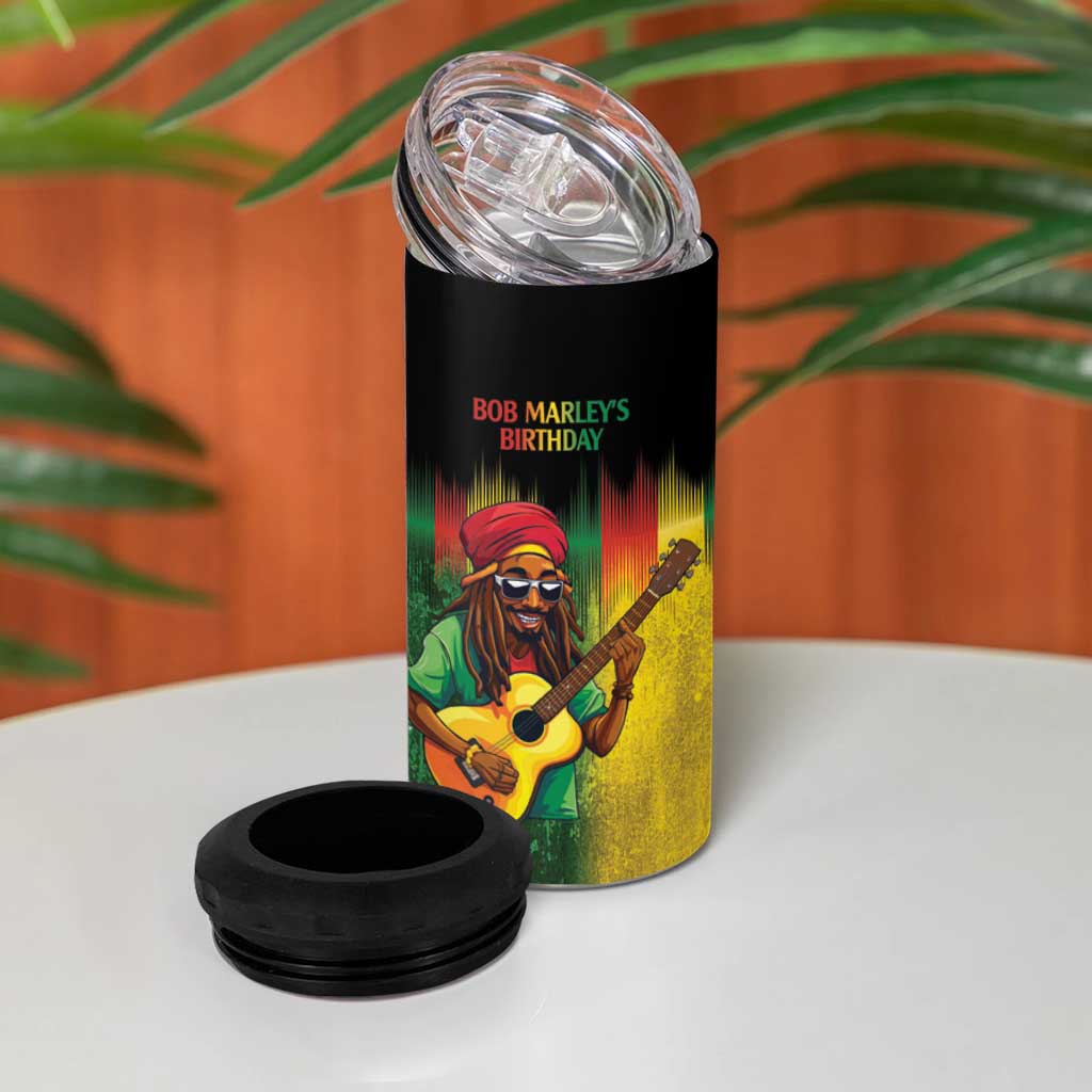 Honoring Reggae Legend Bob Birthday 4 in 1 Can Cooler Tumbler LT9