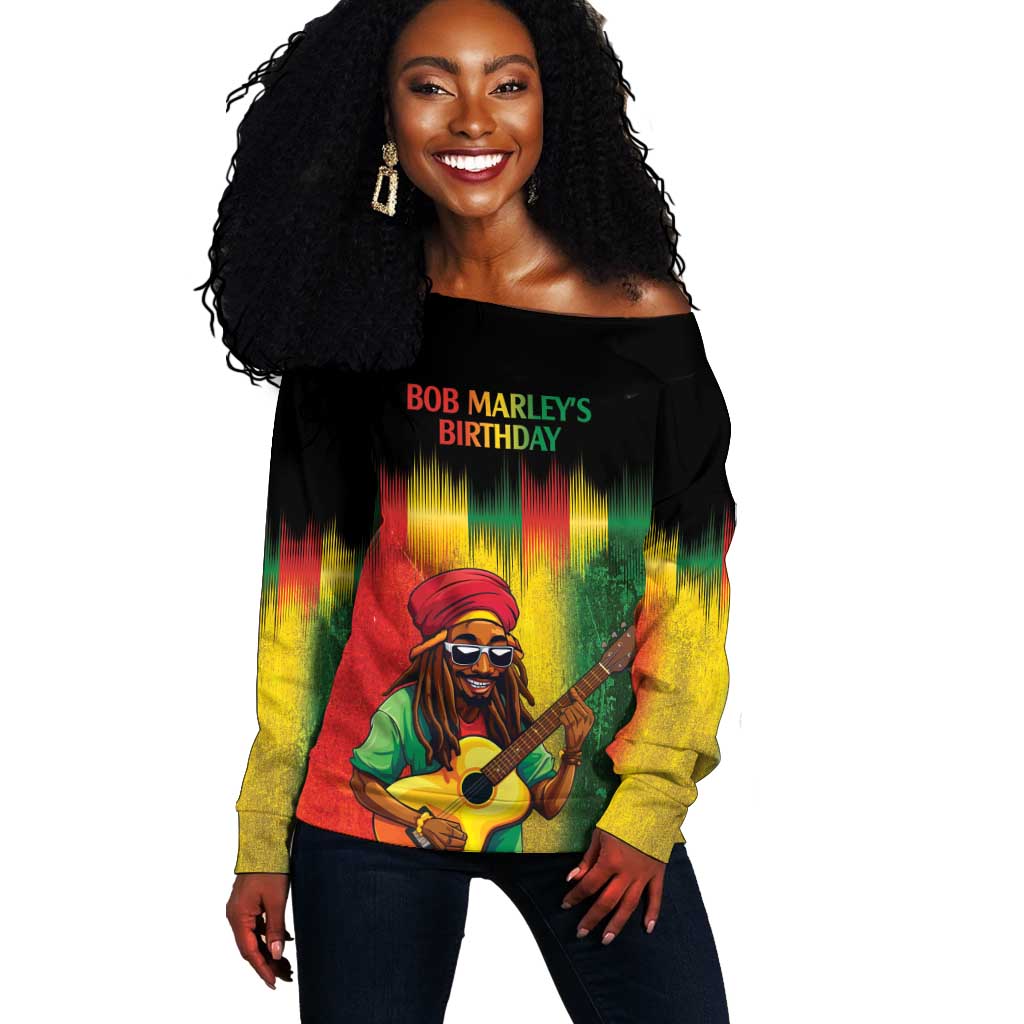 Honoring Reggae Legend Bob Birthday Off Shoulder Sweater LT9