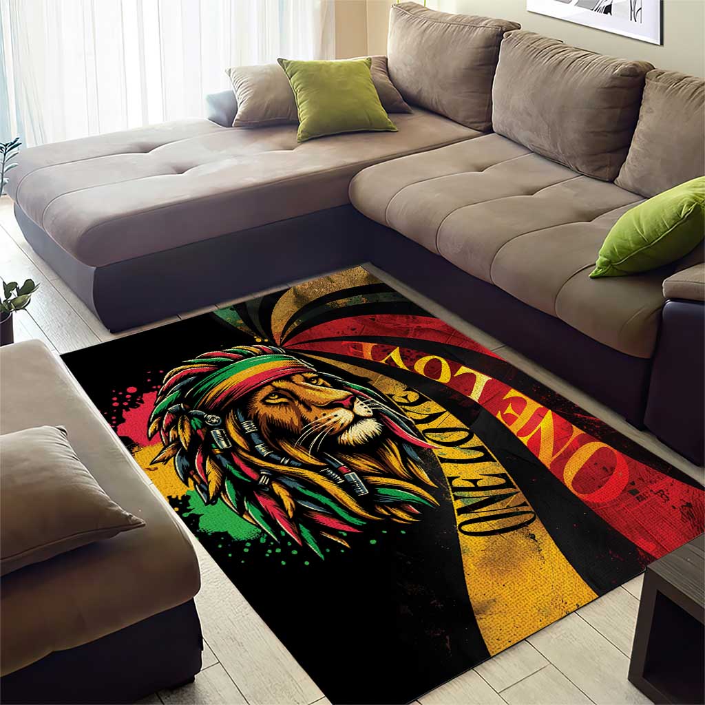 Black Jamaican Area Rug Rastafarian Lion One Love LT9