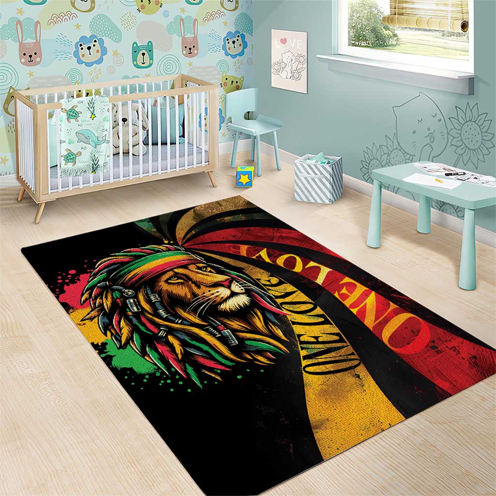 Black Jamaican Area Rug Rastafarian Lion One Love LT9
