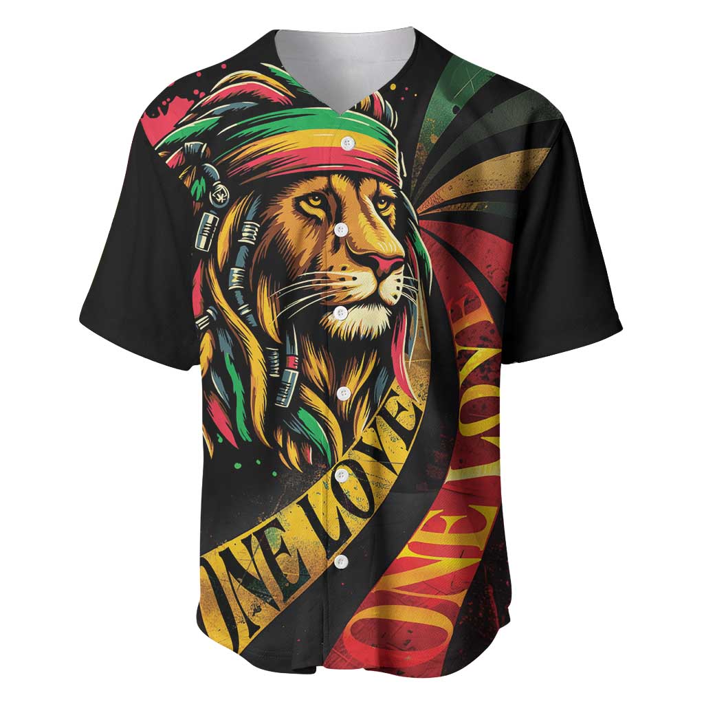 Black Jamaican Baseball Jersey Rastafarian Lion One Love LT9