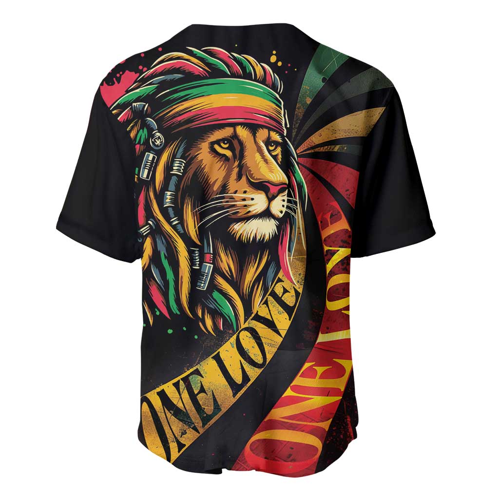 Black Jamaican Baseball Jersey Rastafarian Lion One Love LT9