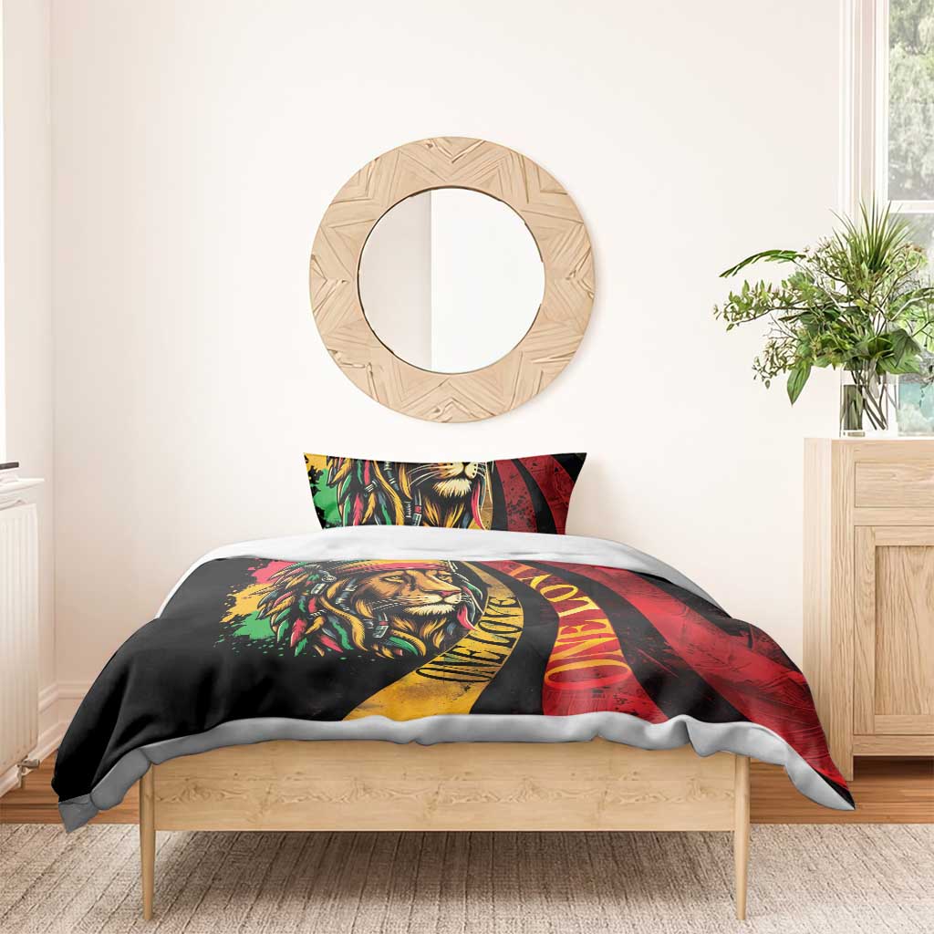 Black Jamaican Bedding Set Rastafarian Lion One Love LT9